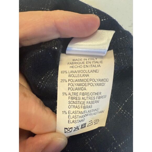 Antonelli Firenze Italy Blue/Grey Houndstooth Dress Leather Collar E44 US8 - Picture 11 of 12